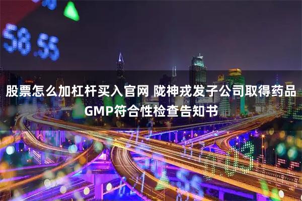 股票怎么加杠杆买入官网 陇神戎发子公司取得药品GMP符合性检查告知书