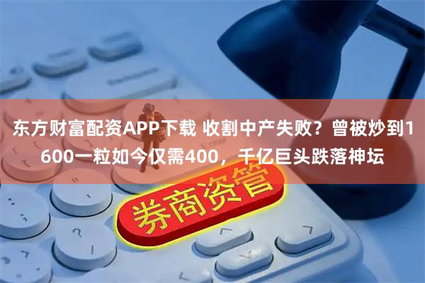 东方财富配资APP下载 收割中产失败？曾被炒到1600一粒如今仅需400，千亿巨头跌落神坛
